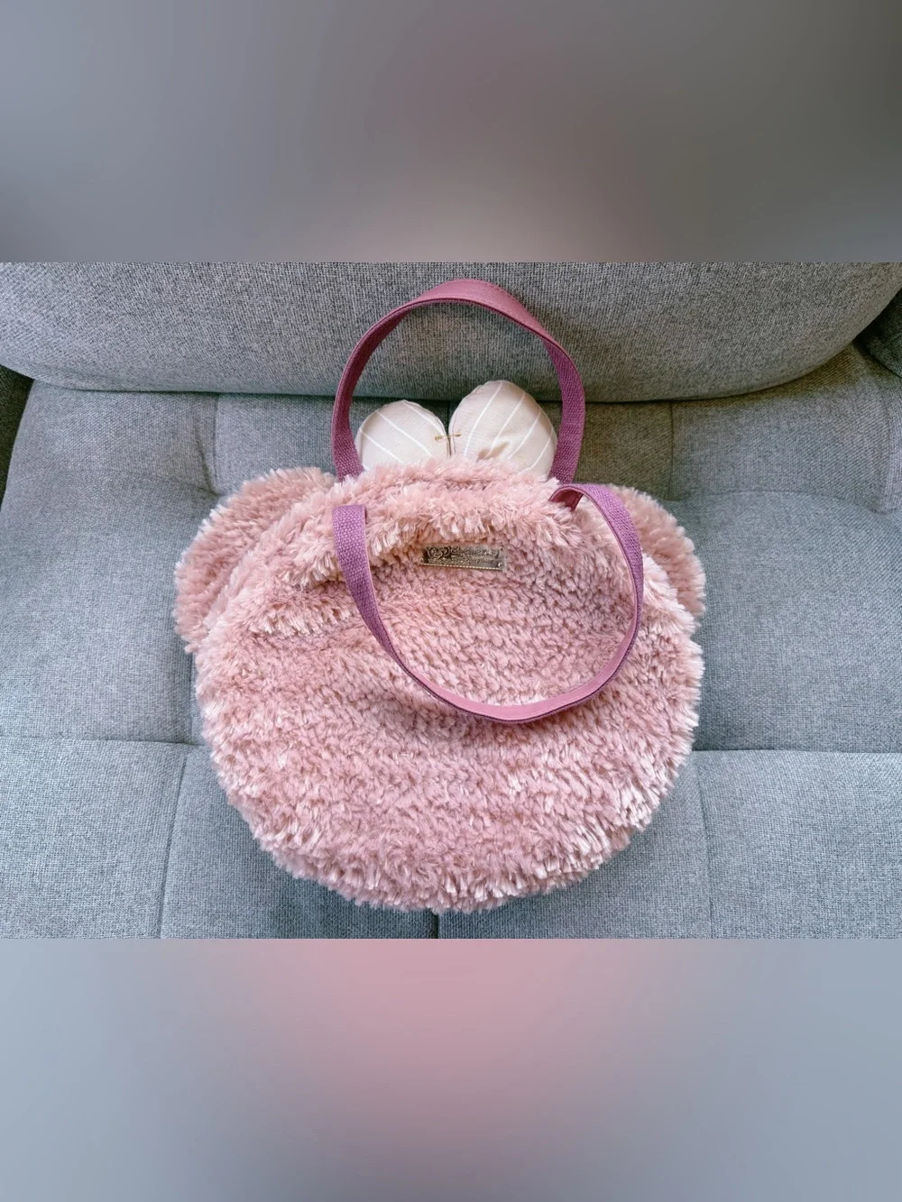 Disney Duffy Bear Plush Face Pillow - Blush Pink with Cream Bow